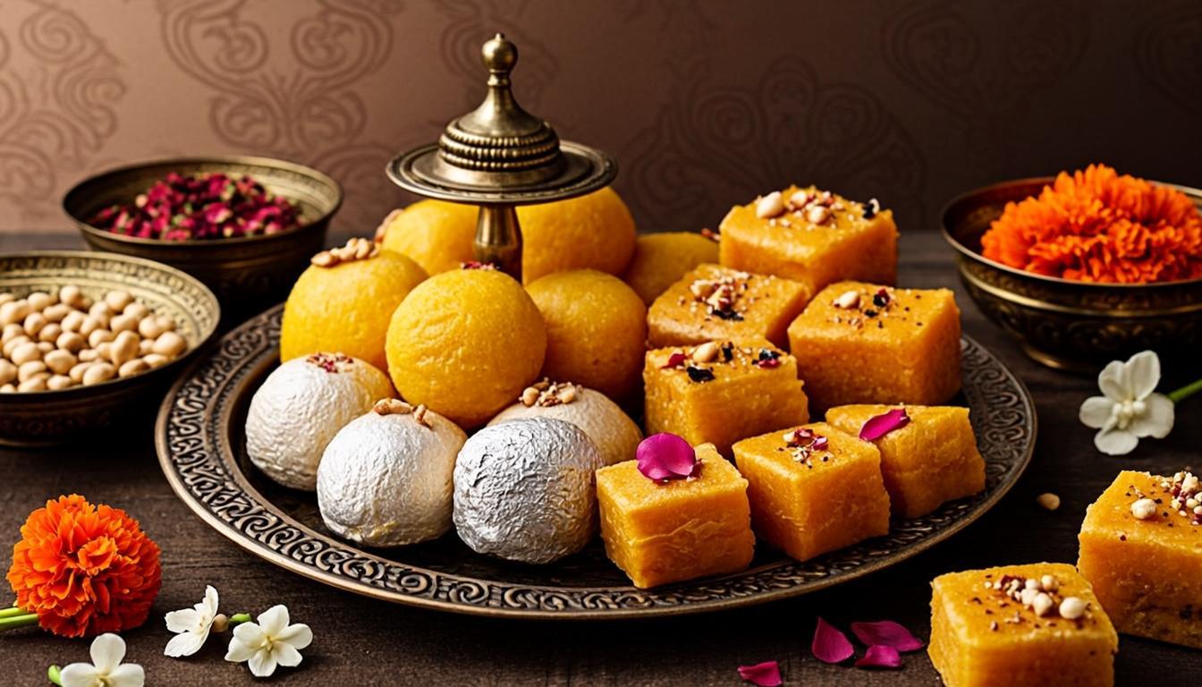 Premium Indian sweets arrangement